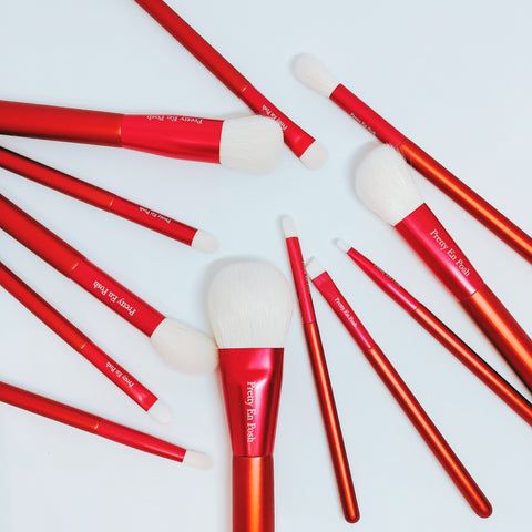 Red Electric Makeup Brush Set